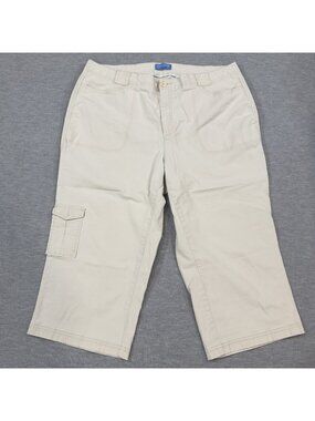 Dockers Capri Pants Women Size 18W Light Khaki High Rise Flat Front Stretch